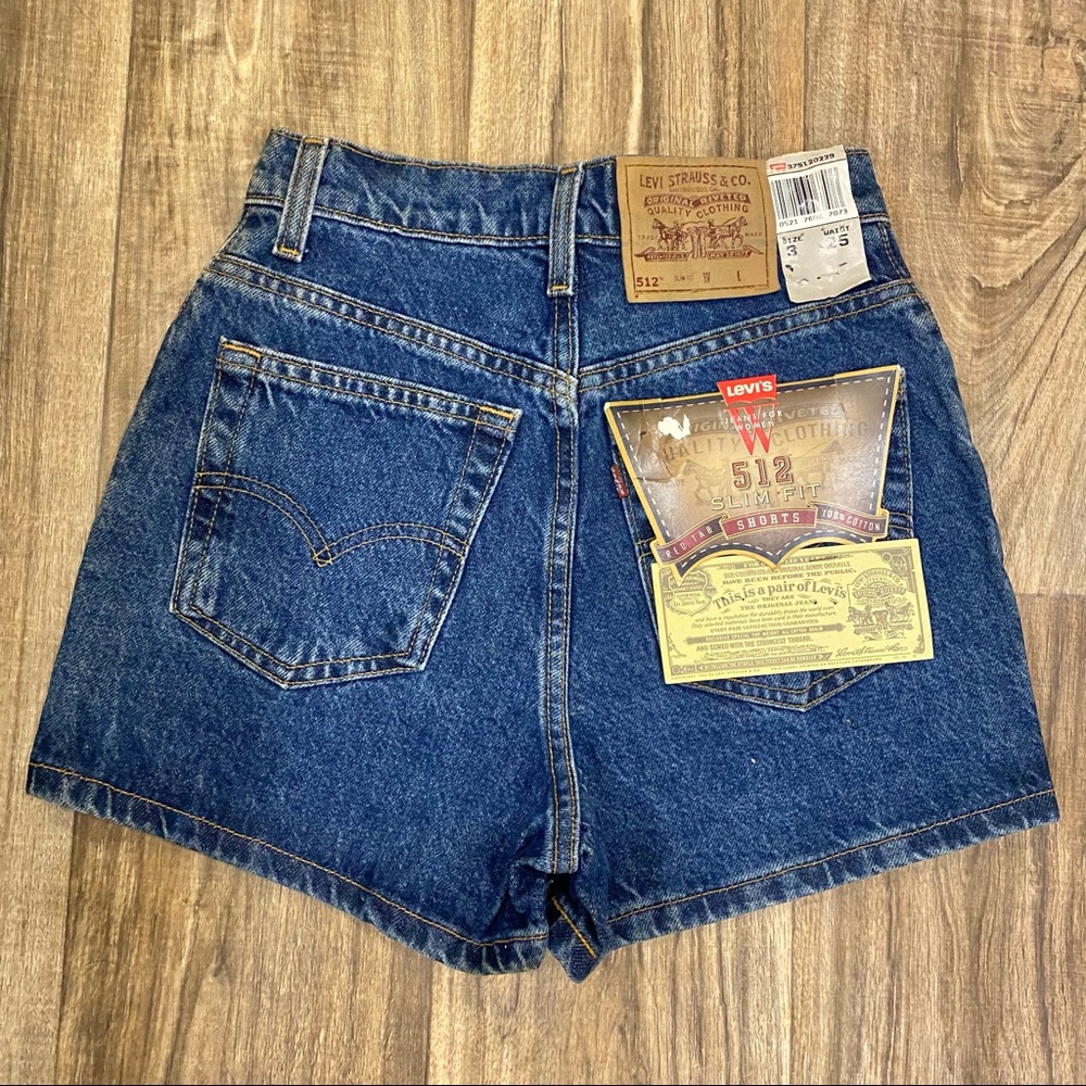 Vintage Levi’s 512 Red Tab high waisted denim shorts,  original tags attached